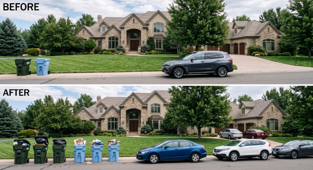Before and after comparison of a single-family home with increased density